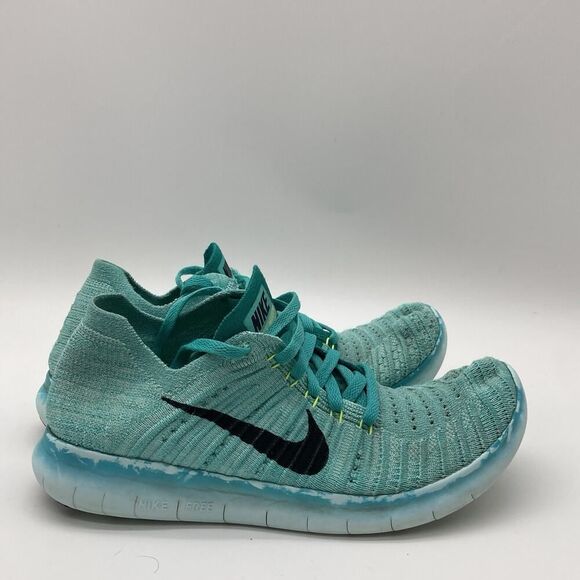 Womens Size 6.5 Nike Free RN Flyknit Hyper Turquoise Running Athletic Sneakers - Picture 1 of 9